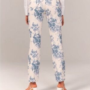 Abercrombie & Fitch Blue Floral Ultra High Rise Curve Love Pants Cottagecore
